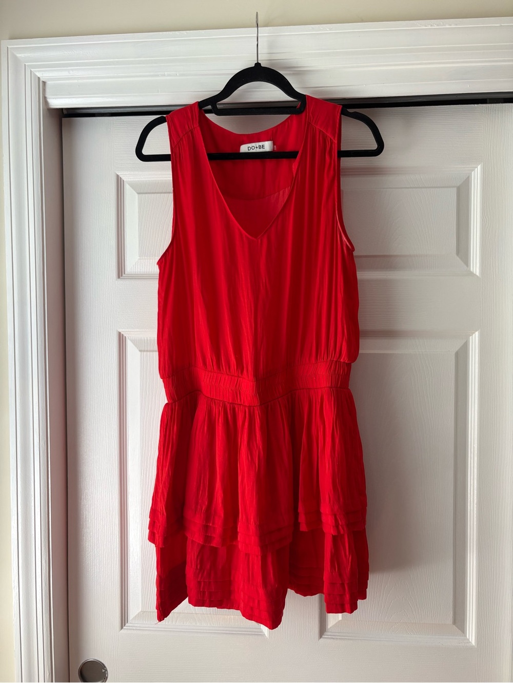 DO+BE Red Sleeveless Tiered V-Neck Dress Beach Cover Up